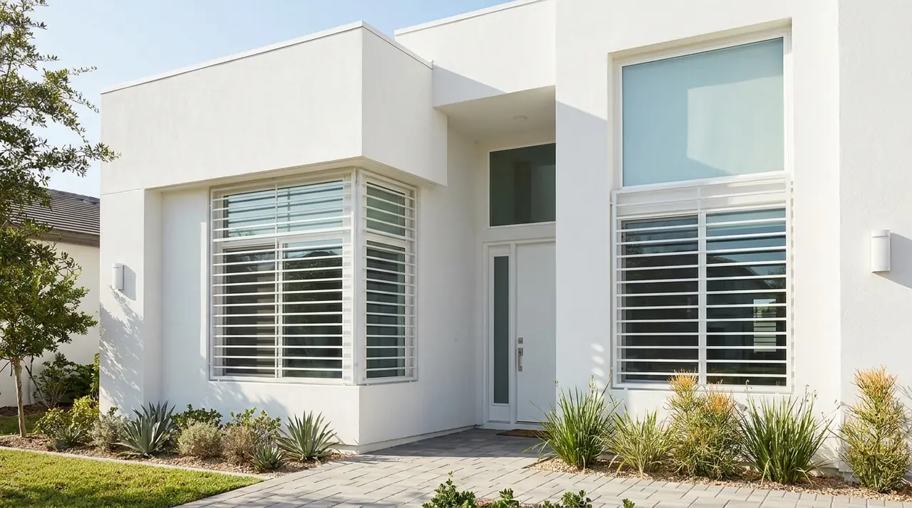 White security bars on home