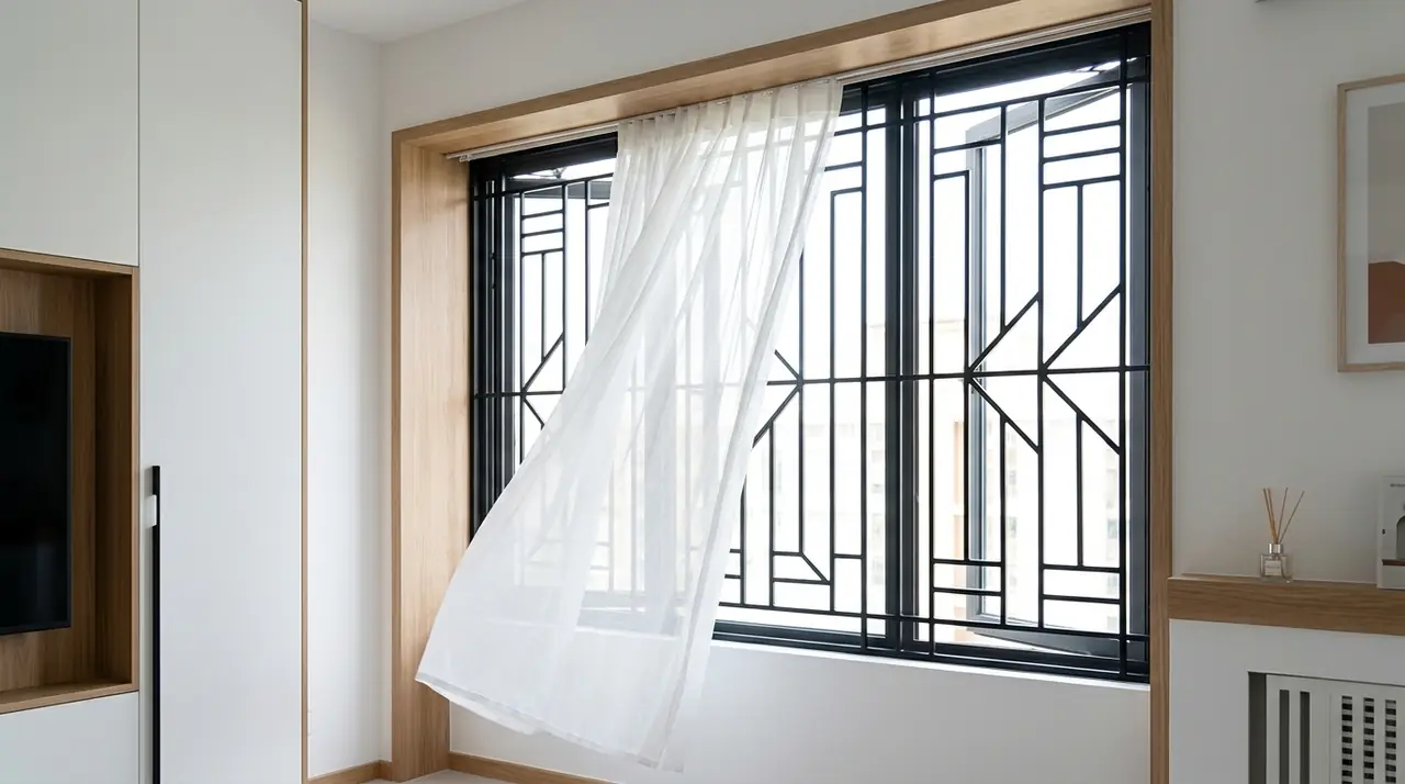 Window grill airflow curtain bil