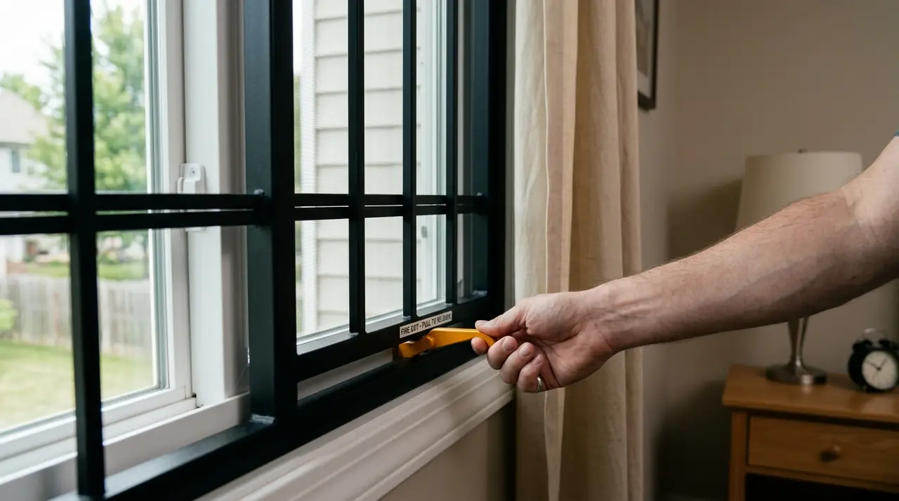 Window security bars quick release