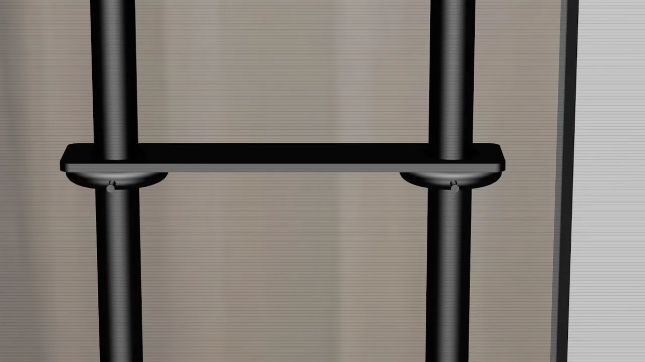 Front view of horizontal window security bar rails showing alignment