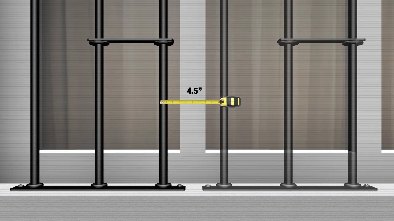Window bars installed with adjustment indicator showing telescoping height setting