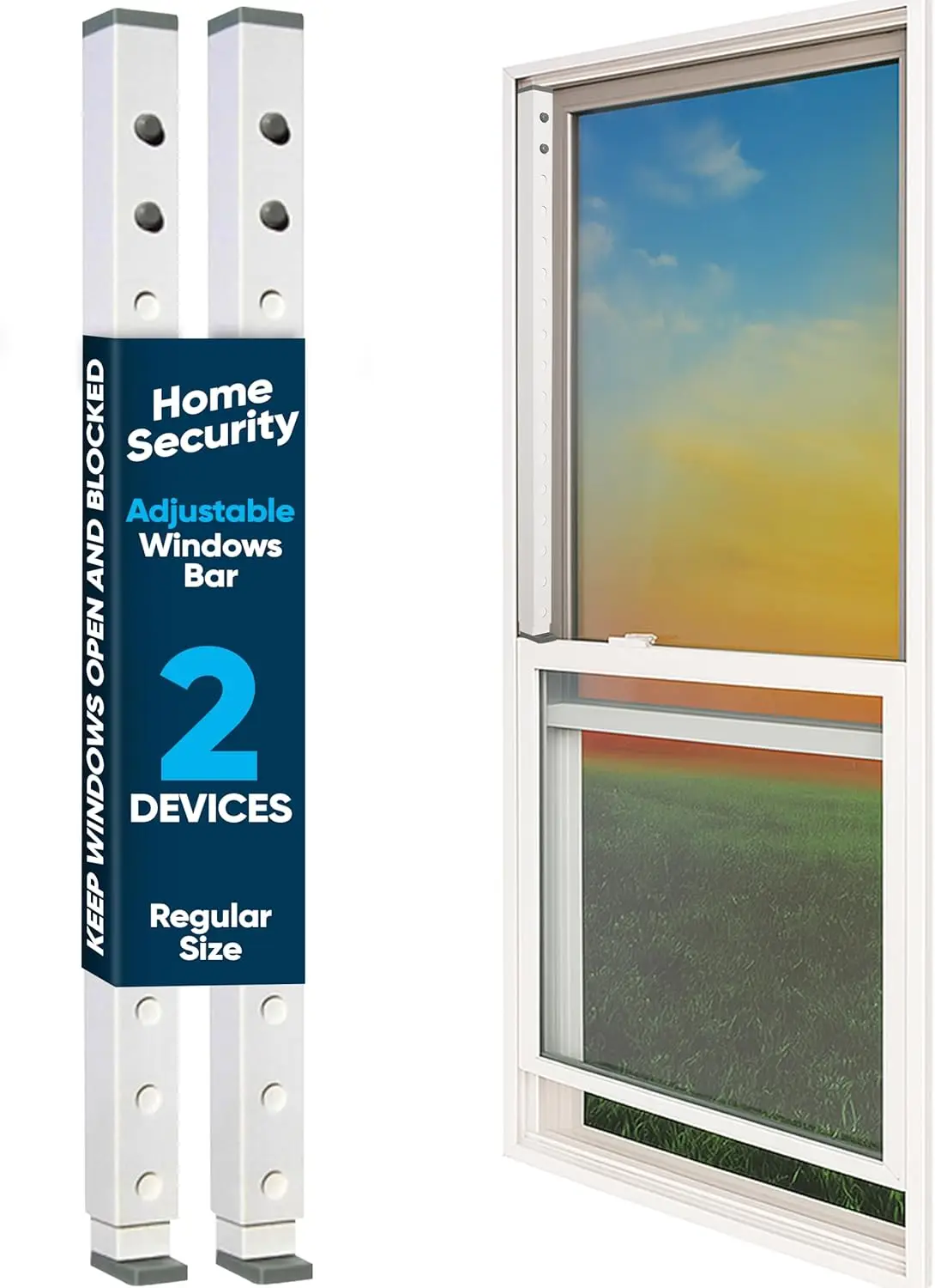 Adjustable Window Security Bar & Door Lock 2-Pack