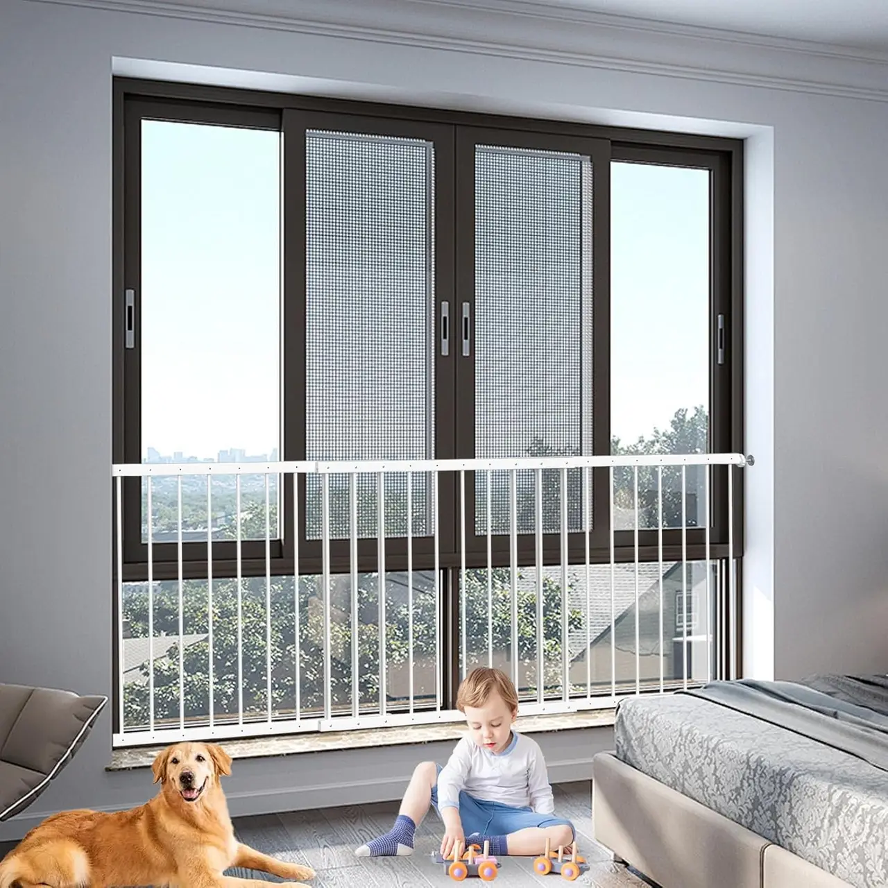 Fairy Baby Child Window Guard 61.8"–87.4" 3-Panel