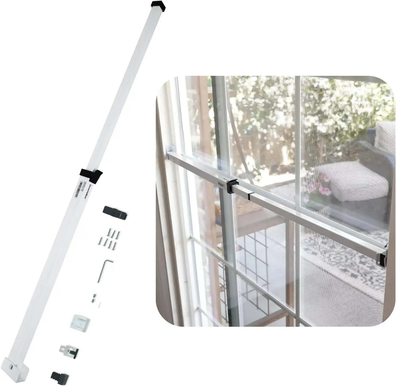 SecurityMan Sliding Bar 18.75"–51.1" White