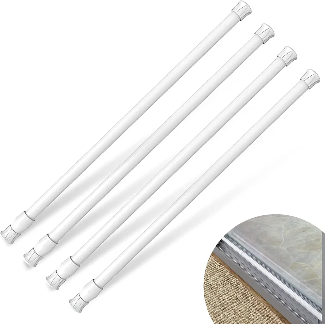 KUANVE 4-Pack Window Bar 16"–28" White
