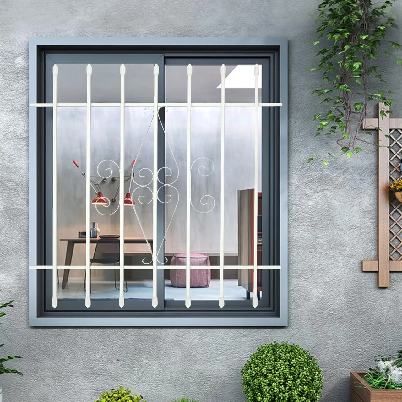 Grisham Spear Point Window Bars 36"×36" White