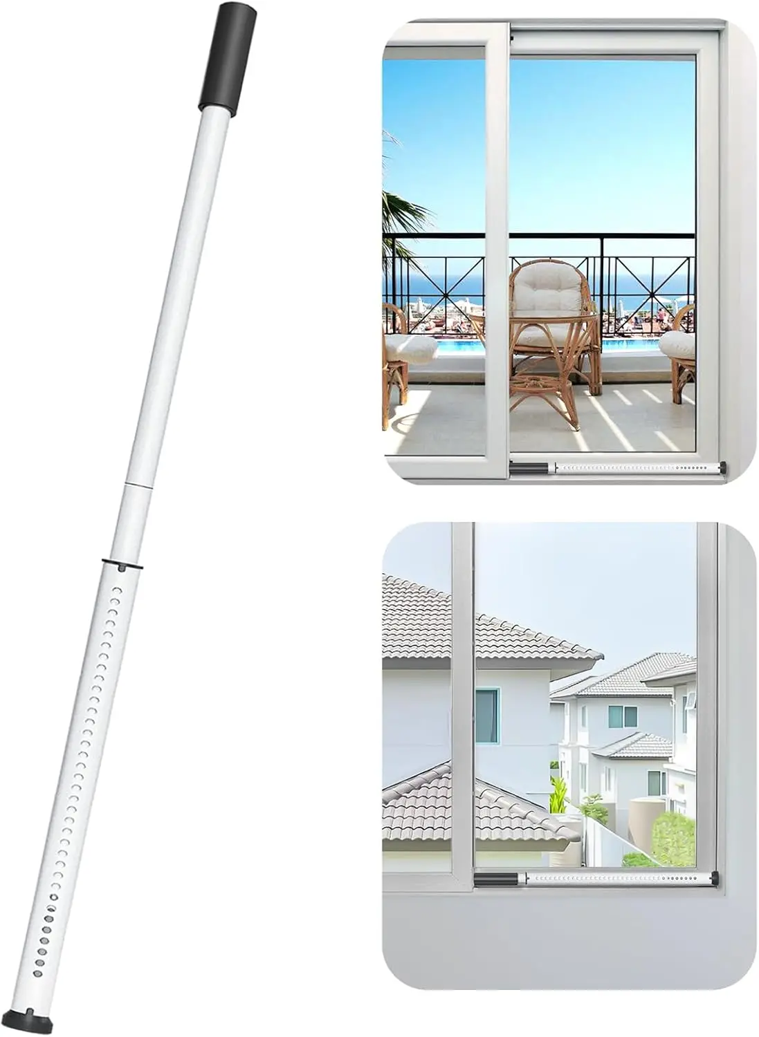 AceMining Sliding Door Bar 20"–50" White