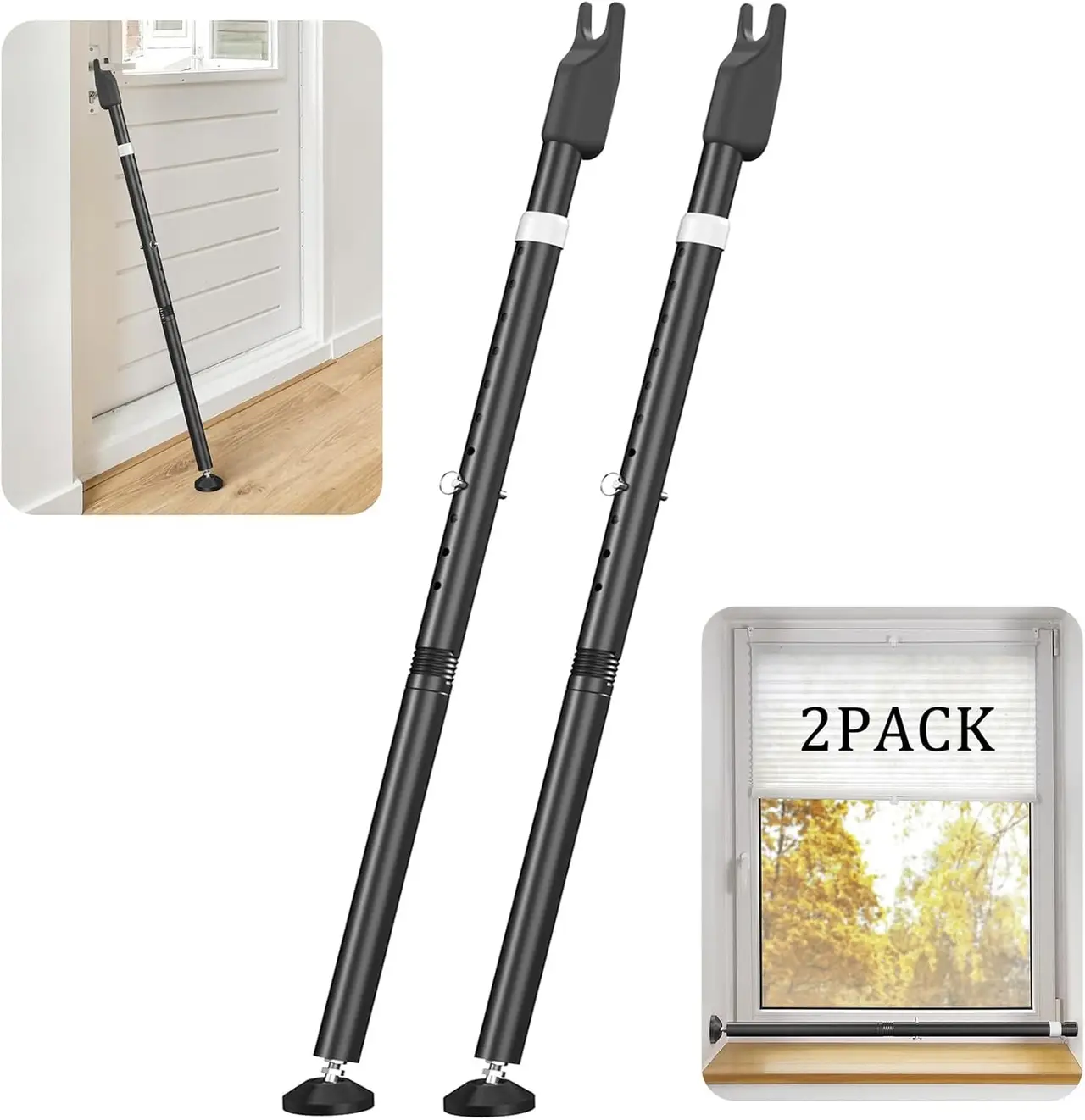 Sliding Door Security Bar 2-Pack 18"–51" Black