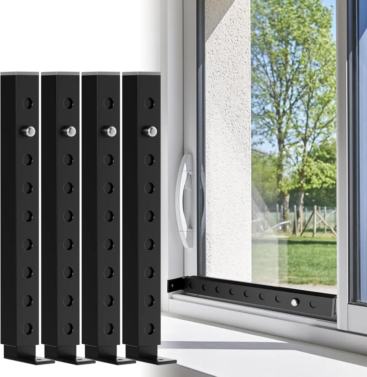 ZhouDaShu Short Window Bar 9.8"–16.7" Black 4-Pack