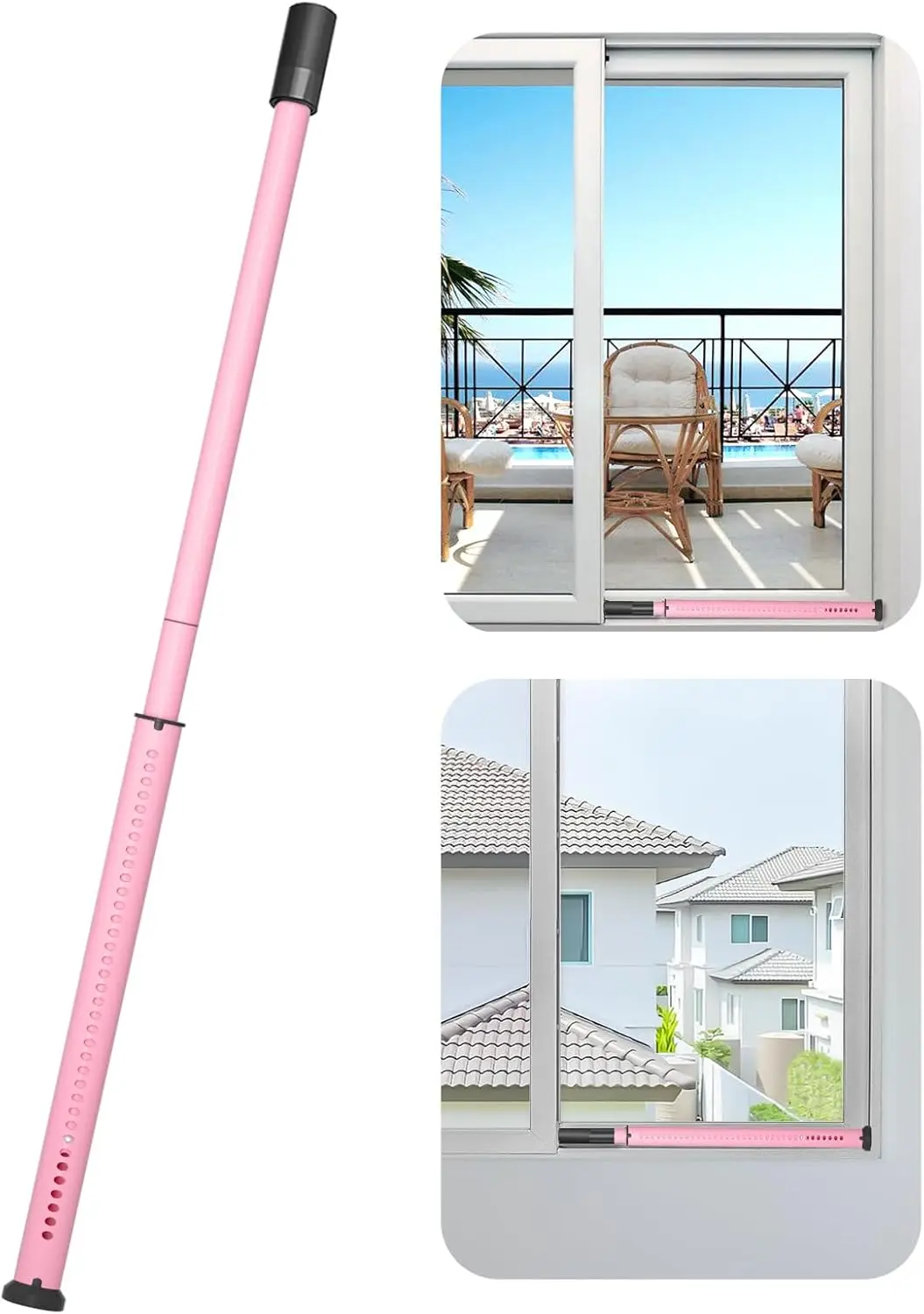 AceMining Sliding Door Bar 20"–50" Pink