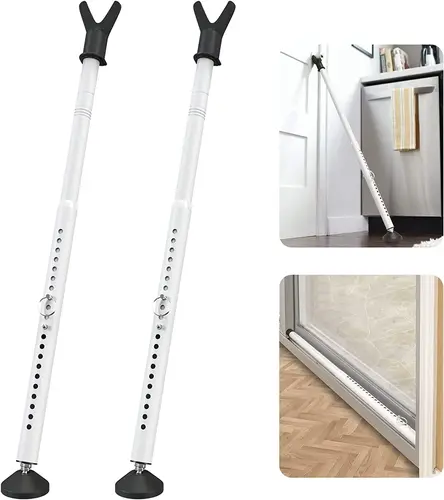 IHOMEPARK Patio Door Bar 19"–52" White 2-Pack