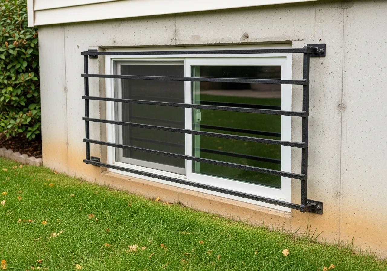 Basement window with security bars installed
