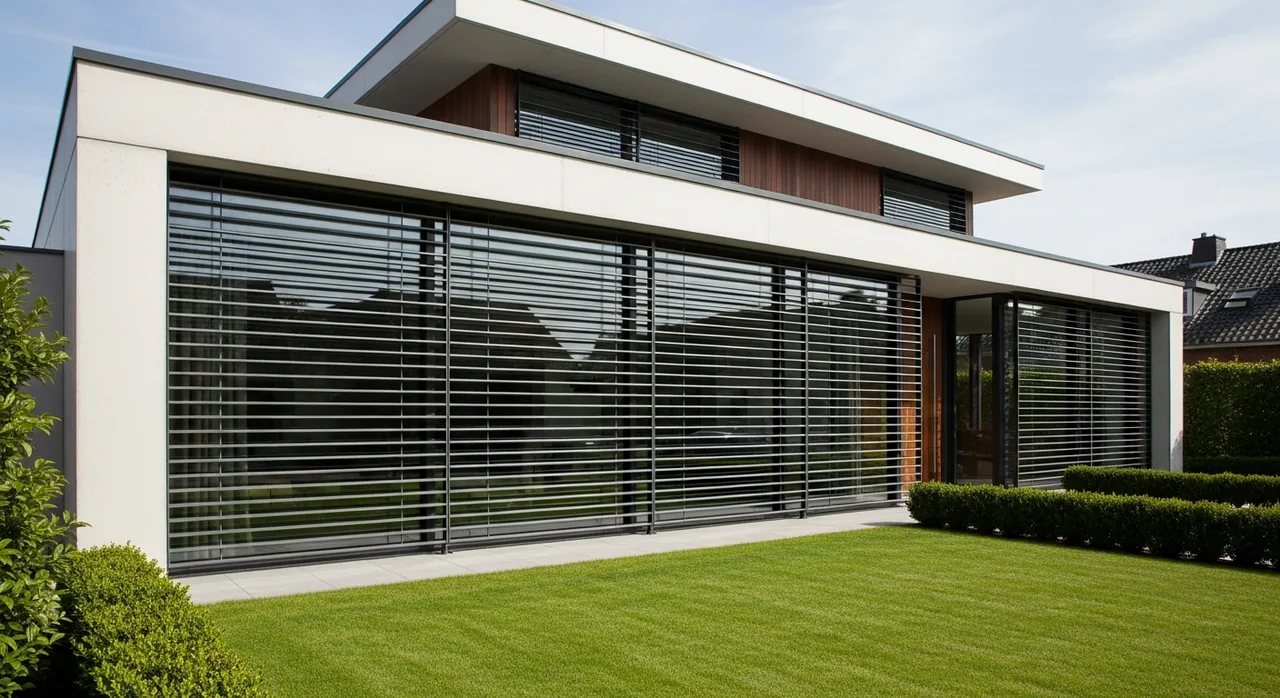 Decorative window security bars on a home exterior