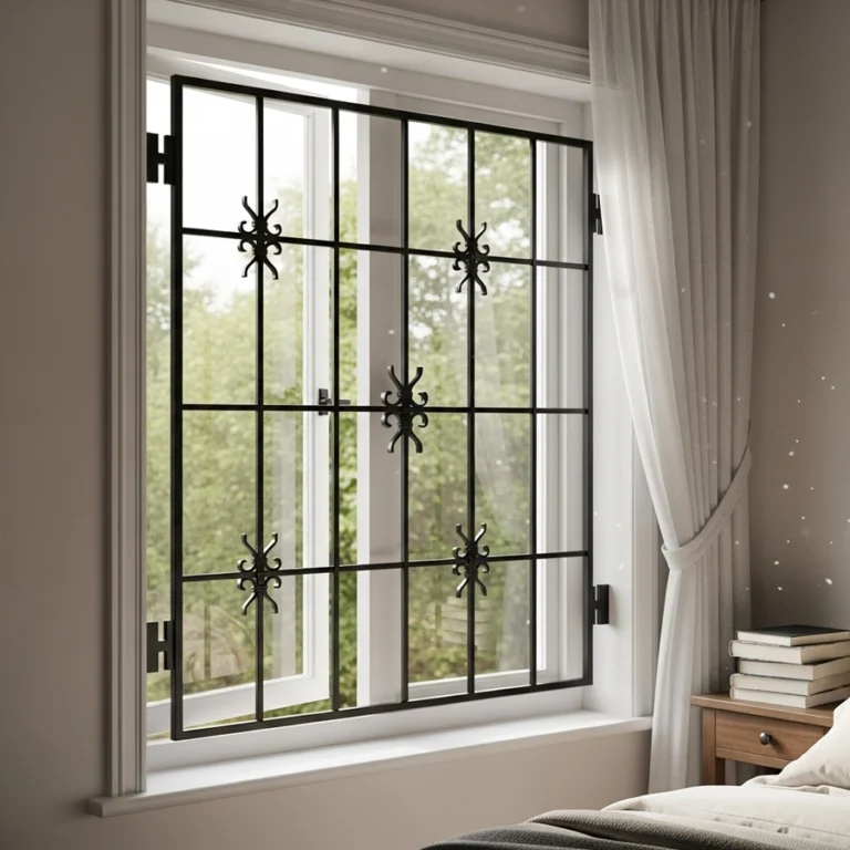 quick-release window bars opening from inside for emergency egress