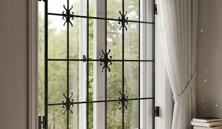 quick-release window bars opening from inside for emergency egress