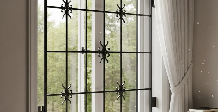 quick-release window bars opening from inside for emergency egress