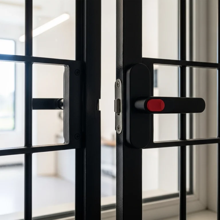 one-hand quick-release handle opening interior window security bars