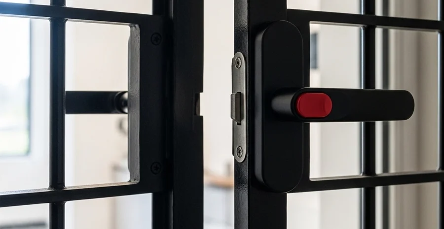 one-hand quick-release handle opening interior window security bars