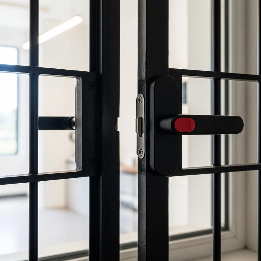 one-hand quick-release handle opening interior window security bars