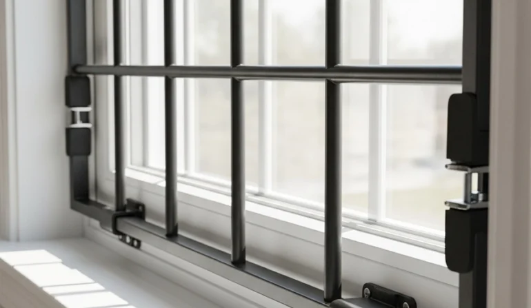 removable apartment window bars clamp-on no-drill installation on double-hung window