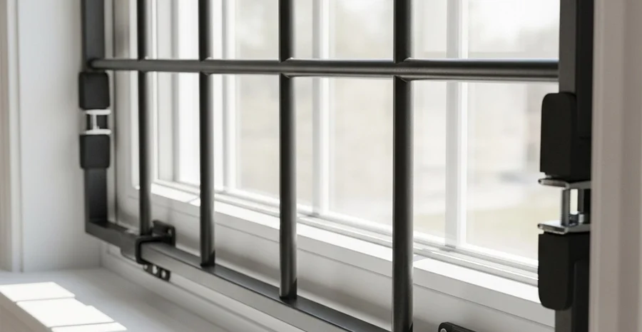 removable apartment window bars clamp-on no-drill installation on double-hung window