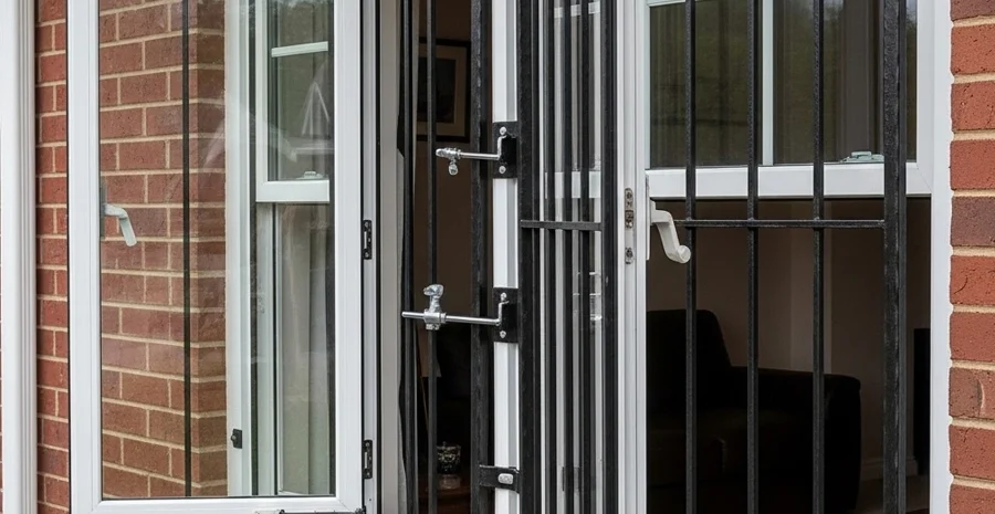 quick-release window bars opening from inside for emergency egress