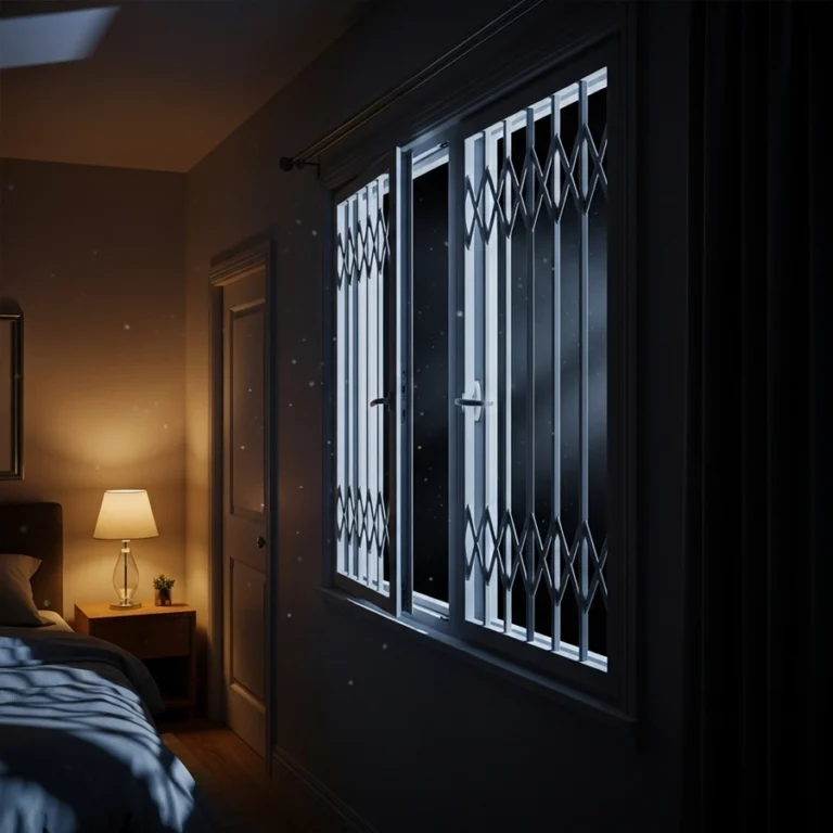 quick-release window bars opening from inside for emergency egress