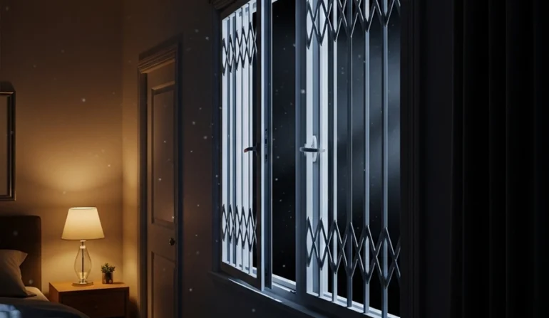 quick-release window bars opening from inside for emergency egress