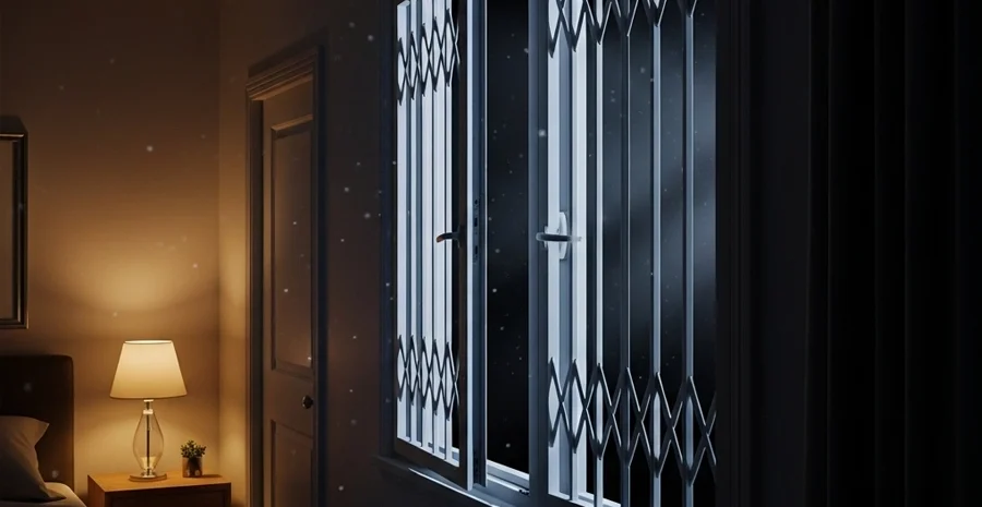 quick-release window bars opening from inside for emergency egress