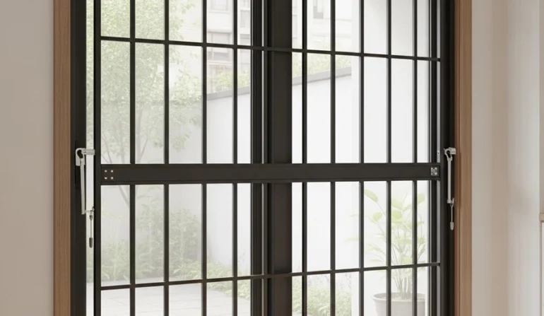 removable apartment window security bars installed on slider window