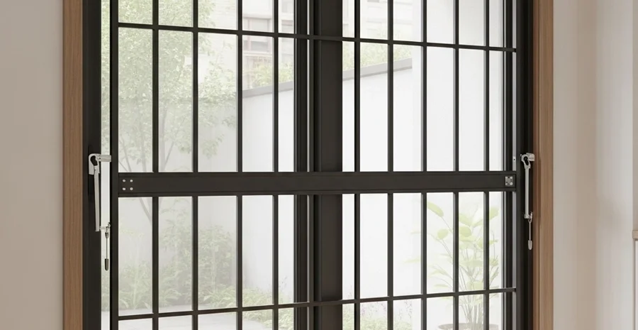 removable apartment window security bars installed on slider window