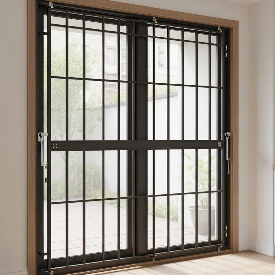 removable apartment window security bars installed on slider window