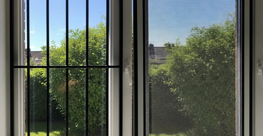 security window bars vs security screens comparison on the same window