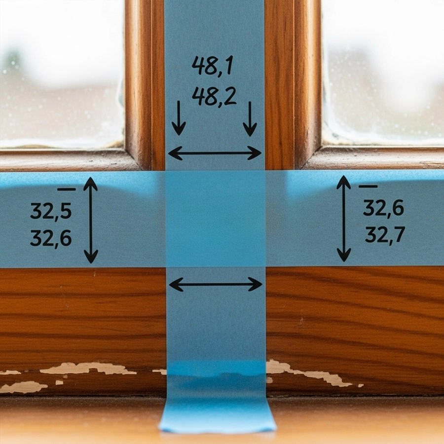 measuring for window bars using three-point width and height method at jambs