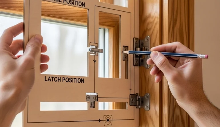 how to install window bars template with hinge and latch positions marked on jambs