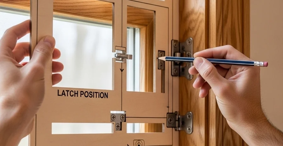 how to install window bars template with hinge and latch positions marked on jambs