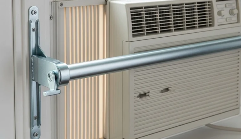 window ac security bar blocking sash travel to prevent push-ins