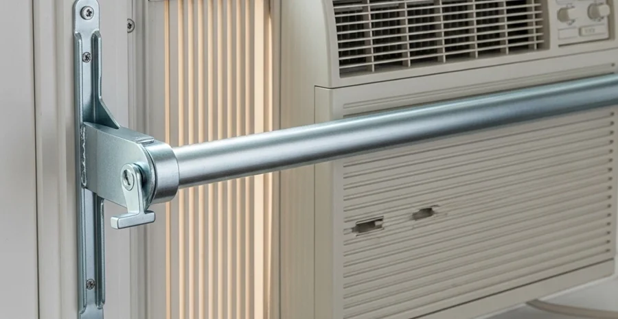 window ac security bar blocking sash travel to prevent push-ins