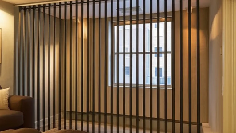 Basement apartment window with installed matte black telescopic steel security bars in closed position