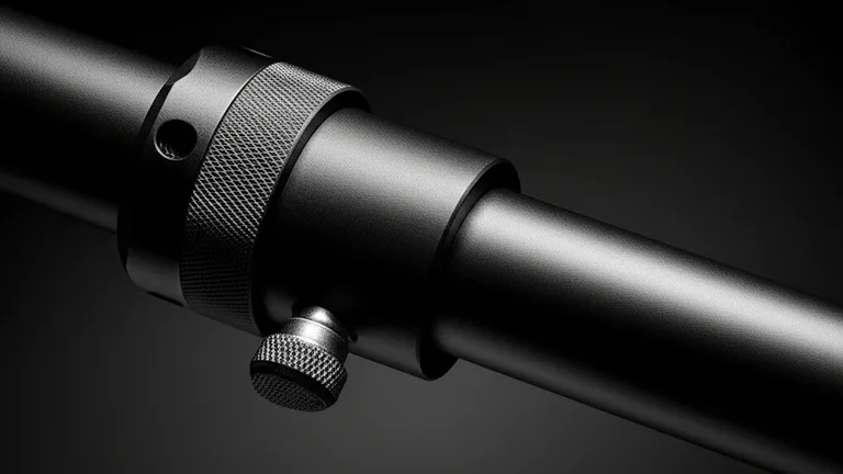 Close-up of a telescopic steel window bar mechanism showing extension and locking collar detail