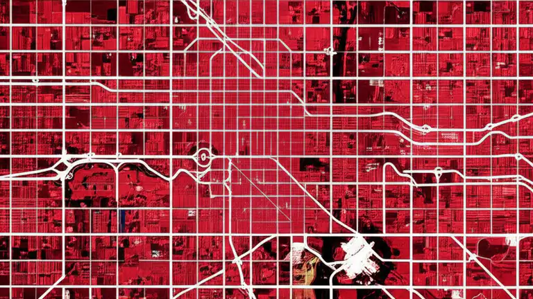 Conceptual Chicago neighborhood crime heat map visualization showing high-burglary areas on the South and West Sides