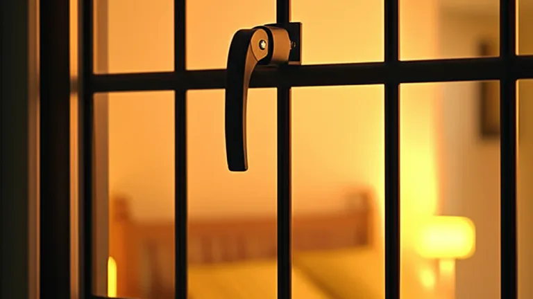 Egress-compliant quick-release window security bars installed on the inside of a bedroom window with visible release mechanism