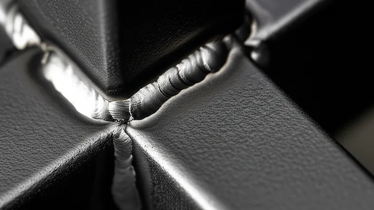 Extreme close-up of welded half-inch steel bar intersection on a security window grate with matte black powder coat finish