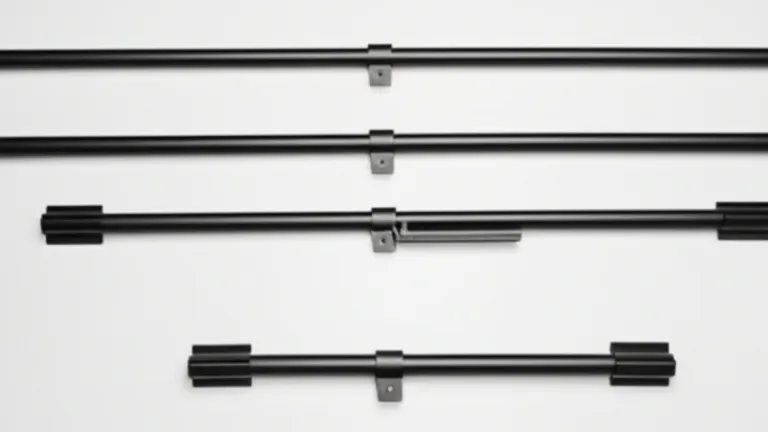 Flat lay product photography of three steel window security bar models including egress release model