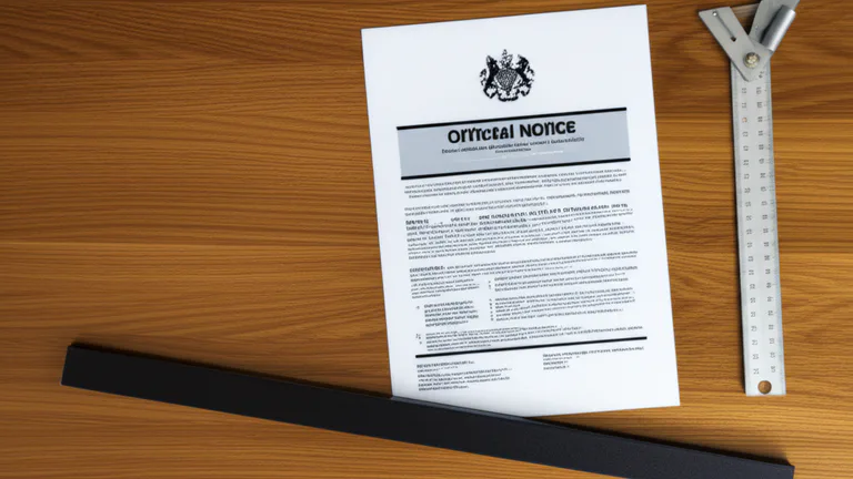 Landlord compliance documents and steel window bar components arranged on wooden desk surface