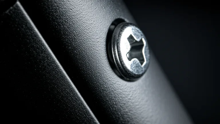 Macro close-up of telescopic steel window bar adjustment mechanism in matte black finish