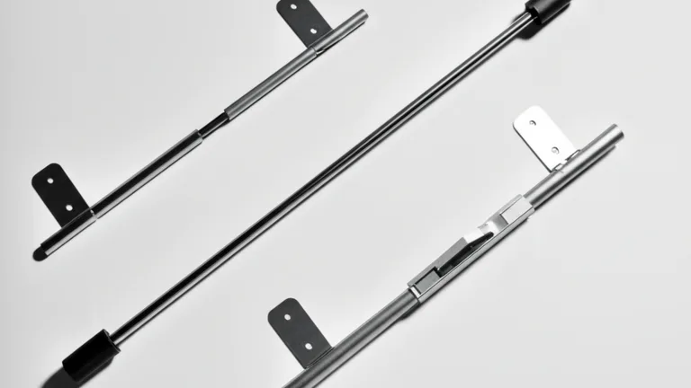 Overhead flat lay of three window security bar models including telescopic, wall-mount, and quick-release egress designs