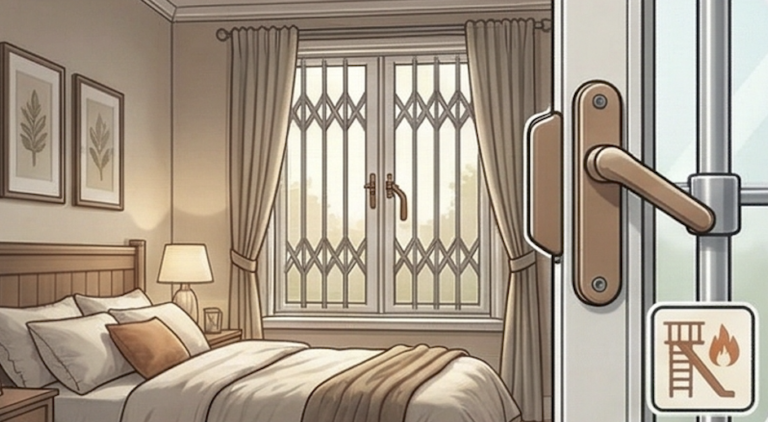 Bedroom Window Security Bars | Fire Safety & Egress Compliance