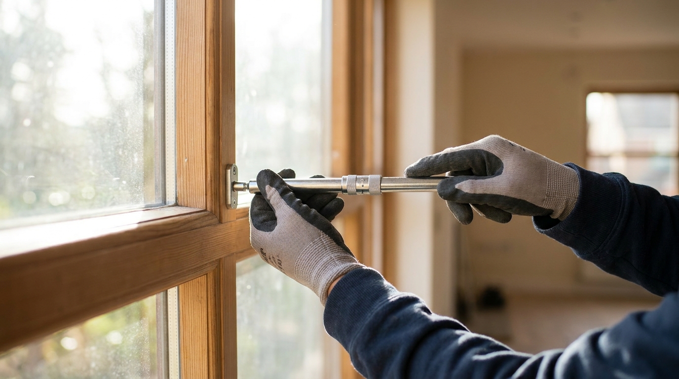 Homeowner adjusting security bar - Window Security Bars by SWB