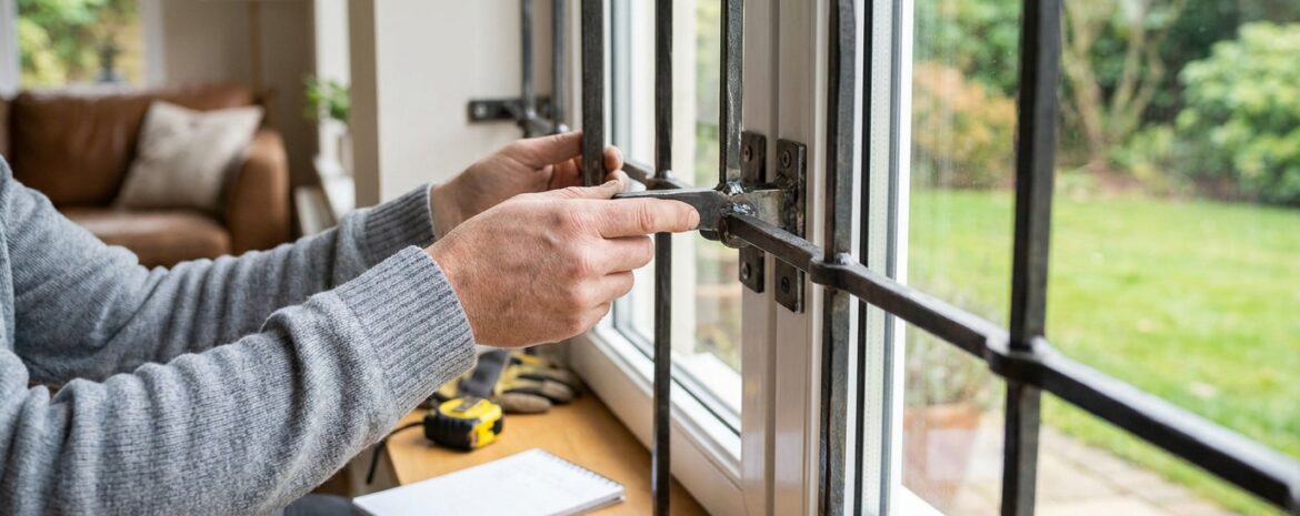 Homeowner inspecting window bar - Window Security Bars by SWB
